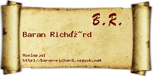 Baran Richárd névjegykártya