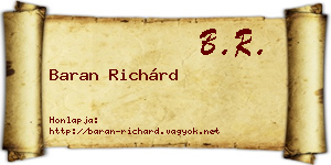 Baran Richárd névjegykártya